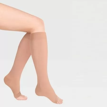 Гольфы компрессионные IDEALISTA ID-210T женские 2 класс компрессии с открытым носком полупрозрачные цвет карамель 