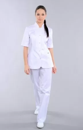 Блуза медицинская женская с коротким рукавом "Доктор Стиль" Сандра (белая)