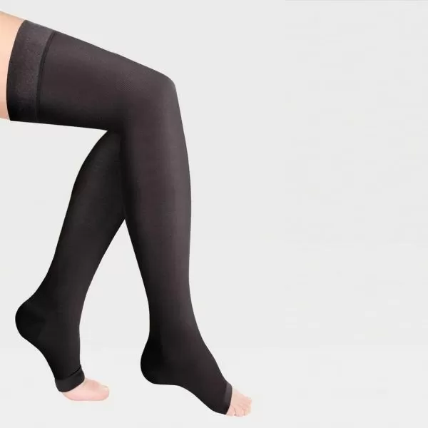 Чулки компрессионные IDEALISTA ID-310 унисекс 1 класс компрессии с открытым носком и гладкой резинкой цвет черный 