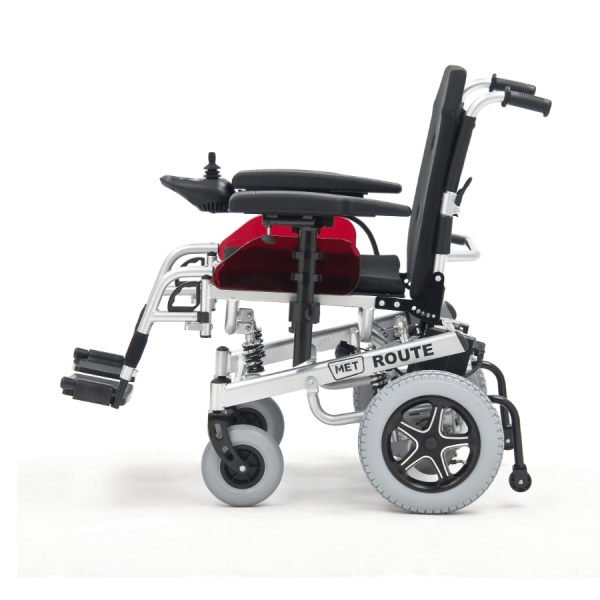 Кресло-коляска с электроприводом МЕТ ROUTE 14, амортизирующей подвеской и регулируемой шириной сиденья 43-55 см